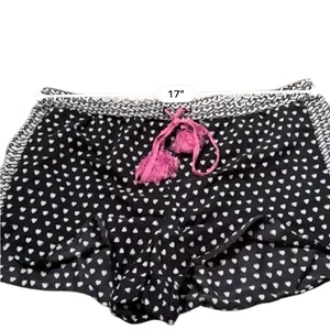 Lele Sadoughi x Roller Rabbit Black, White & Pink Heart Print Pajama‎ Set Sz L thumbnail 9