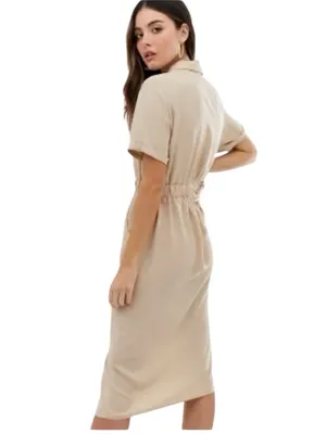 ASOS Design - NWT Tuxedo Midi Dress Camel Double Breasted Sz 0 thumbnail 2