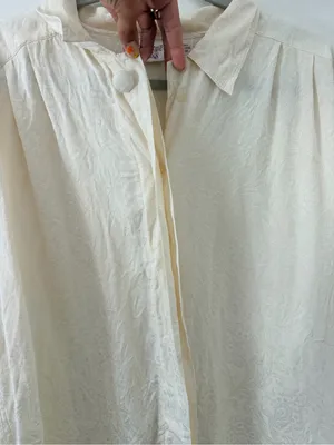 Signature Silk Paisley Textured Neutral Quiet Luxury Old Money Button Down XL thumbnail 6