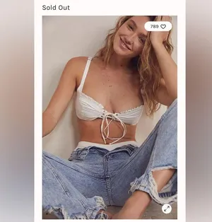 For Love And Lemons White Clementine Tie-Front Bralette large NWT thumbnail 3