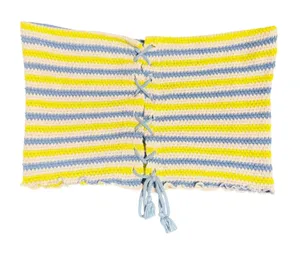 Urban Outfitters Women M Striped Lace Up Crochet Tube Top Blue Lime‎ thumbnail 1