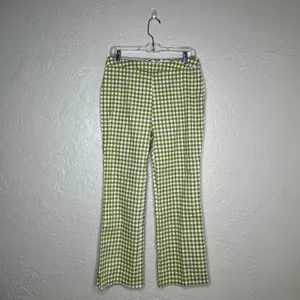 Lane 201 Pants Large Green Gingham‎ Cropped Bootcut Cotton Summer thumbnail 2