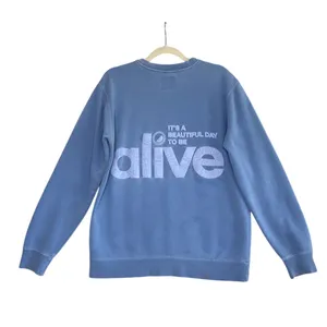 ALIVE Beautiful Day Crewneck Pullover Women M Sky Blue Unisex Oversize Stylish thumbnail 6