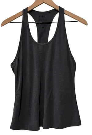 NoBull Athletic Racerback Tank Top Women Sz M Gray Scoop Neck Workout Gym thumbnail 1