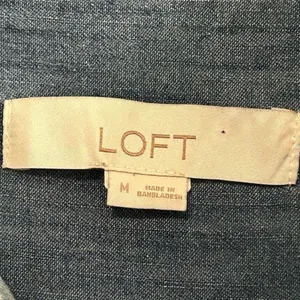 Ann Taylor LOFT Women's M Blue Denim Long Sleeve Tunic‎ Dress Short Side Pockets thumbnail 6