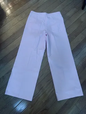 ZARA Pink High Waisted Wide Straight Leg Cotton Pants Pastel Barbiecore NWT Sz M thumbnail 4
