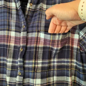 Aerie Blue Purple Plaid Button Down Shirt Western Boho Loungewear Women Medium thumbnail 4
