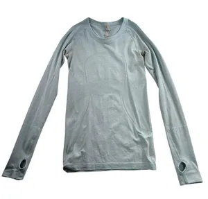 Lululemon 4 Run Swiftly Tech Long Sleeve Aquamarine Seamless Thumbholes Athletic thumbnail 2