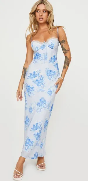 Princess Polly Hamri Maxi Dress‎ White & Blue Floral - Size 4 - NEW With Tags. thumbnail 1