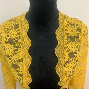 Women’s‎ L Yellow Lace Bolero Jacket Whimsical Fairy Romantic Feminine Festival thumbnail 2