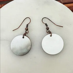 Lia Sophia Layered Hammered Copper and Iridescent Shell Drop Earrings thumbnail 3