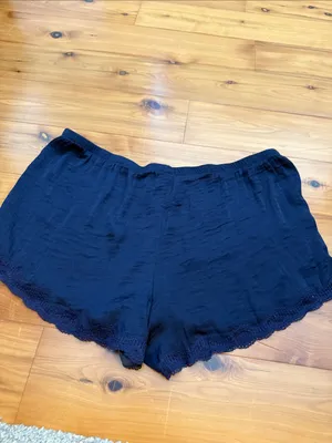 aerie Navy pajama silk like lace trim Shorts thumbnail 5