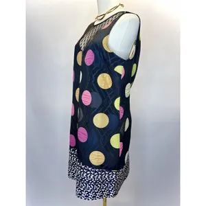 Maeve Anthropologie‎ Polka Dot Metallic Shift Dress Size Small Mod Art Deco thumbnail 4