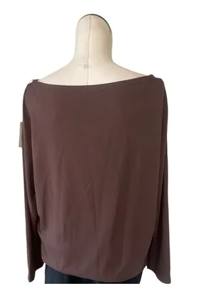 NWT AllSaints Rita Boat Neck Long Sleeve Top Medium BITTER BROWN thumbnail 6