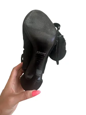 SCHUTZ Black Suede Zip Sandals Heels Size 6.5 thumbnail 9