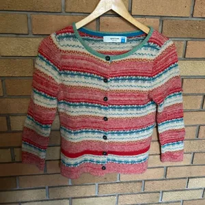 Anthropologie Sparrow Wool Blend Multicolor Fair Isle Cardigan Sweater Size M thumbnail 1