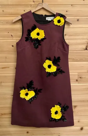 Dhruv Kapoor Anthropologie Small Burgundy Sequin Flower Mini Dress Fall Party thumbnail 1
