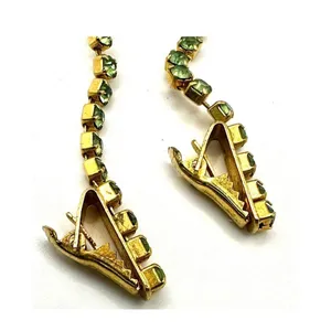 Vintage green rhinestone sweater clip thumbnail 5