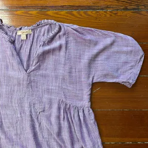 Kyra Purple & White Stripe 100% Viscose Lounge Short Set Pockets Sz M💛🎀 thumbnail 5
