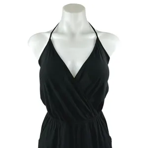Lulus Learning to Fly Black Halter Sleeveless V Neck Faux Wrap Jumpsuit Size S thumbnail 4