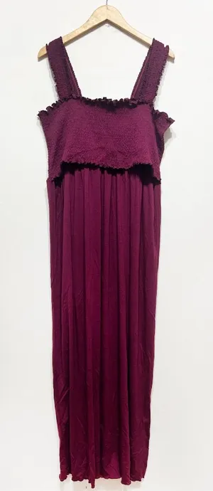 Nursing Queen fuchsia purple smocked nursing maxi dress Size 2X thumbnail 1