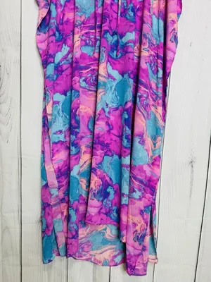 Buddy Love Maxi Caftan Dress Womens Sz L Blue Pink Abstract Boho Resort thumbnail 3