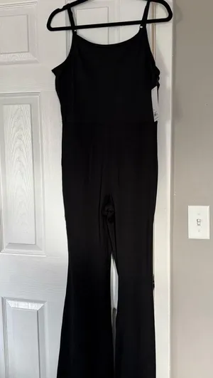 Yogalicious Lux Black Rib Scarlett Flare Jumpsuit size L thumbnail 3