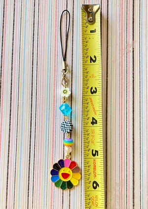 Handmade Kawaii retro y2k Rainbow flower & mix beads phone strap/accessory/keychain/bag charm/display💖 thumbnail 4