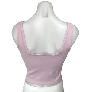 Abercrombie & Fitch Soft A&F Pink Rib Knit Hook & Eye Corset Bustier Tank Top M thumbnail 2