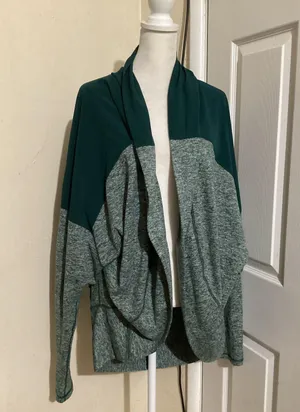 Zella Sweater Womens Medium Large Colorblock Open Front Jacket Cardigan Yoga thumbnail 1