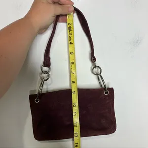 Y2K Wilson leather maxima deep purple plum suede leather shoulder bag 8.5”x4.75” thumbnail 9