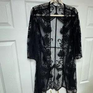 Primark Black Lace Embroidered Floral Cover-Up - Size‎ L. thumbnail 15