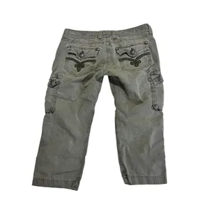 Rock Revival Vintage Y2K Cargo Capri Pants Green Gray Utility Low Rise Grunge 28 thumbnail 3