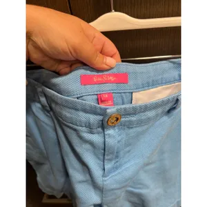 Lilly Pulitzer Adie Ruffle Pocket Textured‎ Stretch Shorts Crew Blue Size 14 thumbnail 2