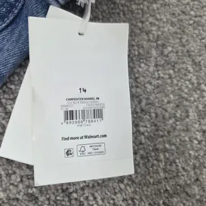 NWT Free Assembly Size 14 Light Wash Barrel Leg High Rise Utility Carpenter Jean thumbnail 3
