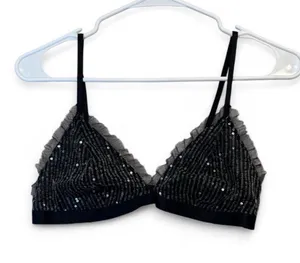 Wild fable Black sequin bralette with silver sequins, size M #party #glam thumbnail 1
