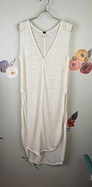 We The Free Sheer Ivory Cream Sleeveless Slip Cover-up Midi Dress - Size - XS thumbnail 1
