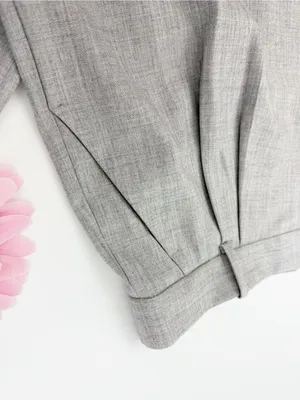 Abercrombie & Fitch Curve Love A&F Sloane Tailored Wide Leg Pant Grey Heather thumbnail 7