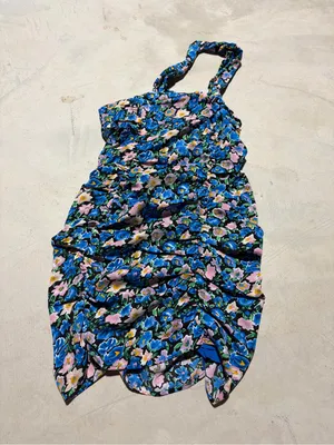 More to come Maggie twist mini dress One-Shoulder Floral Blue pink NWT small thumbnail 2