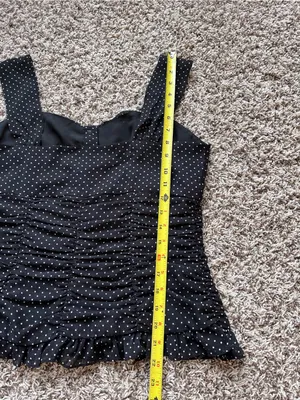 Bandolino Ruched Polka Dot Button Down Tank Top Black Size 10 thumbnail 8