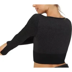 OFFLINE by Aerie‎ Womens Black Sidewalk Seamless Long Sleeve Crop Top Small thumbnail 2