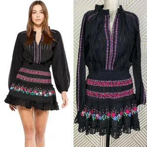 MISA Los Angeles Manuela‎ Dress Black Embroidered thumbnail 2
