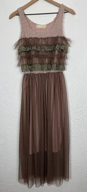 A’reve Layered Tulle Midi Dress Sleeveless Fairycore Whimsy Size Small NWT thumbnail 1