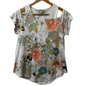 Gaze Women’s Floral Cold‎ Shoulder Top Size Large thumbnail 7