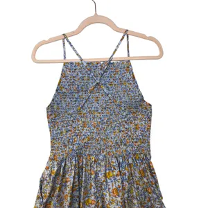 J.Crew Liberty Meadow Song Floral Smocked Cotton Poplin Midi Dress Blue Medium thumbnail 8