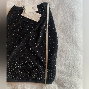 Oh Polly Black Beaded Set: Skirt and Crop Top w Halter Ties Sz 0 NWT thumbnail 11