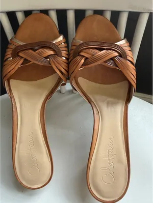 Cole Haan Women's Brown Leather Slip-On Heels thumbnail 2