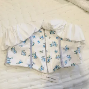 NWT FOR LOVE & LEMONS‎ Evelyn Floral Velvet Corset Top size Medium thumbnail 4