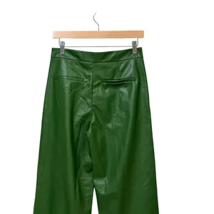 Zara Womens Green Faux Leather Wide Leg High Rise Trousers Pants Size S thumbnail 4