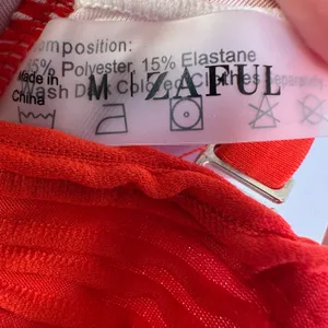ZAFUL Red Ribbed Textured V-Wired Lace Up Bikini Set High‎ Waisted Medium thumbnail 5